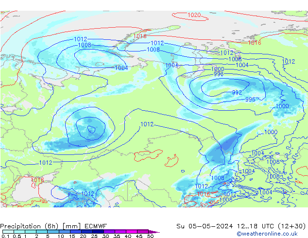 Z500/Rain (+SLP)/Z850 ECMWF Ne 05.05.2024 18 UTC