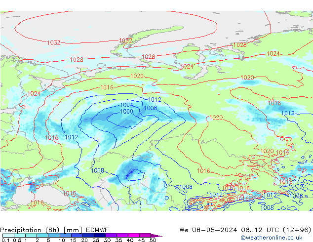 Yağış (6h) ECMWF Çar 08.05.2024 12 UTC
