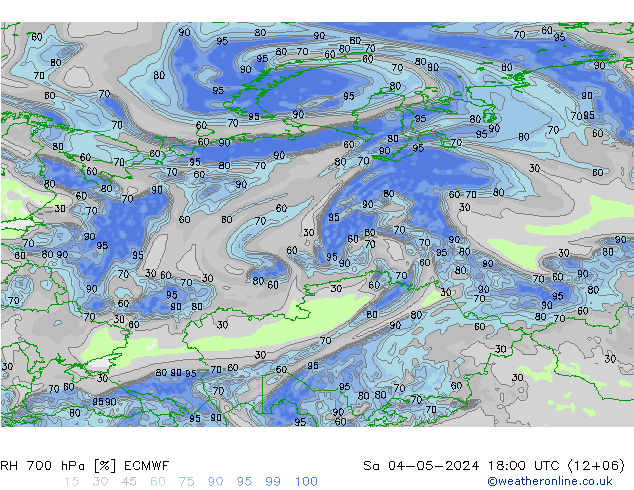 Humidité rel. 700 hPa ECMWF sam 04.05.2024 18 UTC