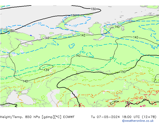 Z500/Rain (+SLP)/Z850 ECMWF Tu 07.05.2024 18 UTC