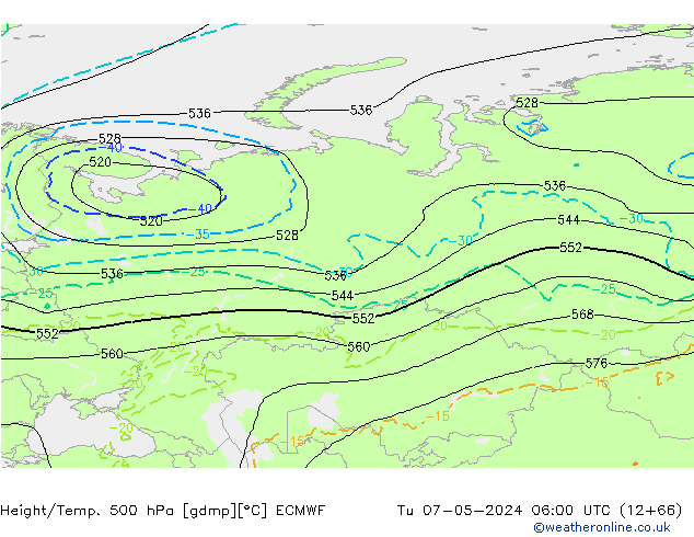 Z500/Rain (+SLP)/Z850 ECMWF  07.05.2024 06 UTC