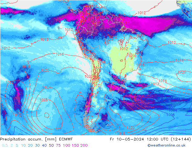 Precipitation accum. ECMWF пт 10.05.2024 12 UTC