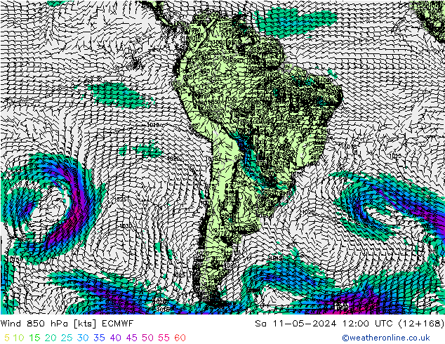 Rüzgar 850 hPa ECMWF Cts 11.05.2024 12 UTC