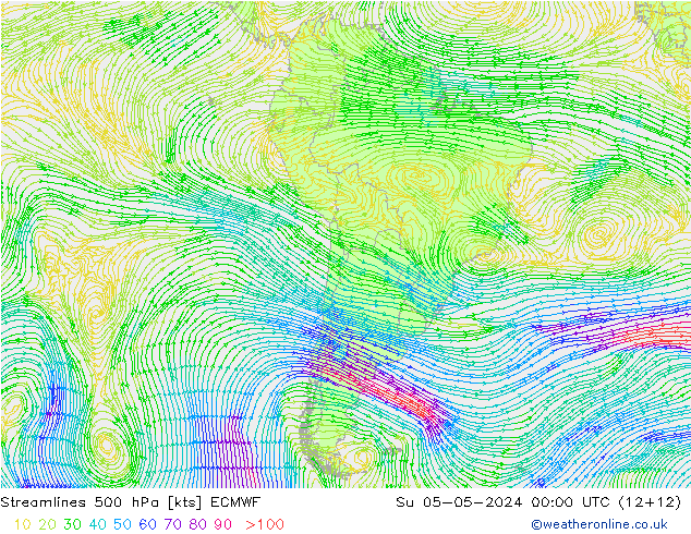 Streamlines 500 hPa ECMWF Ne 05.05.2024 00 UTC