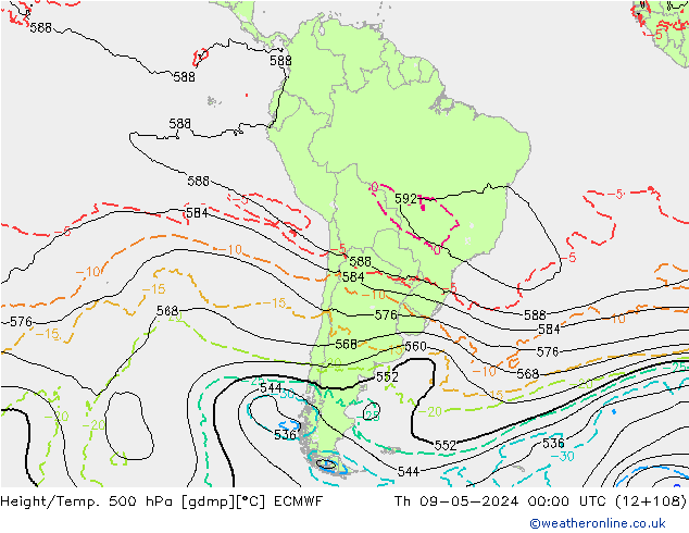 Z500/Rain (+SLP)/Z850 ECMWF jue 09.05.2024 00 UTC