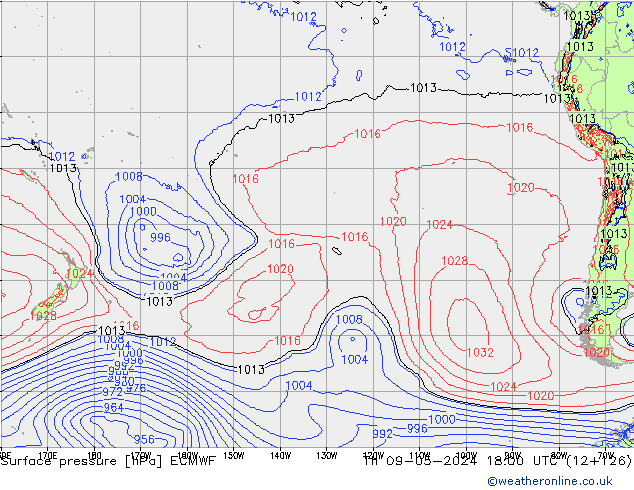 ciśnienie ECMWF czw. 09.05.2024 18 UTC