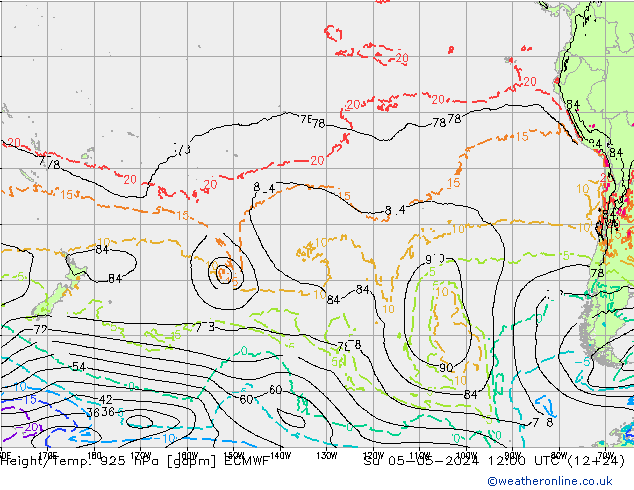 Height/Temp. 925 hPa ECMWF Ne 05.05.2024 12 UTC