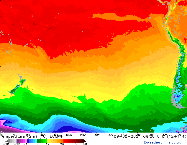 Temperatuurkaart (2m) ECMWF do 09.05.2024 06 UTC
