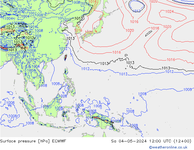 Pressione al suolo ECMWF sab 04.05.2024 12 UTC