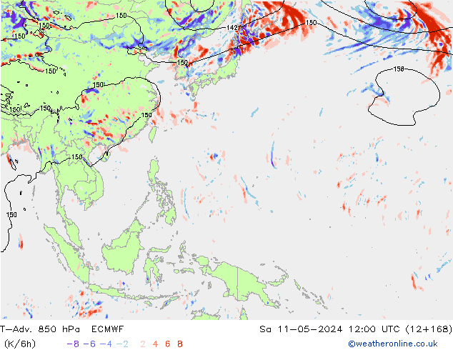 T-Adv. 850 hPa ECMWF sab 11.05.2024 12 UTC