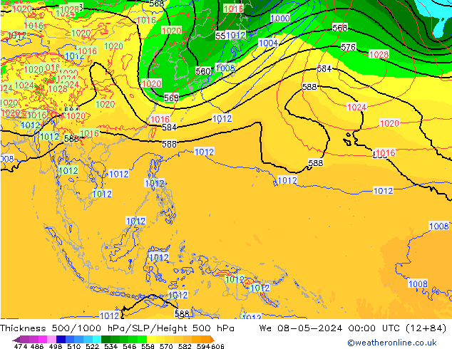 Thck 500-1000hPa ECMWF We 08.05.2024 00 UTC