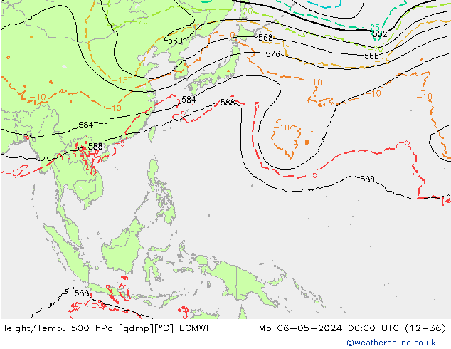 Z500/Rain (+SLP)/Z850 ECMWF Mo 06.05.2024 00 UTC