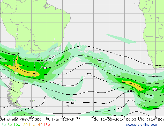 Jet stream/Height 300 hPa ECMWF Su 12.05.2024 00 UTC