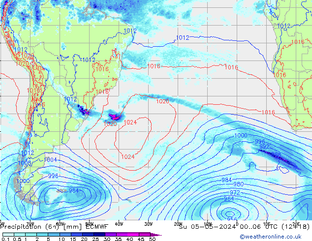 Z500/Rain (+SLP)/Z850 ECMWF nie. 05.05.2024 06 UTC