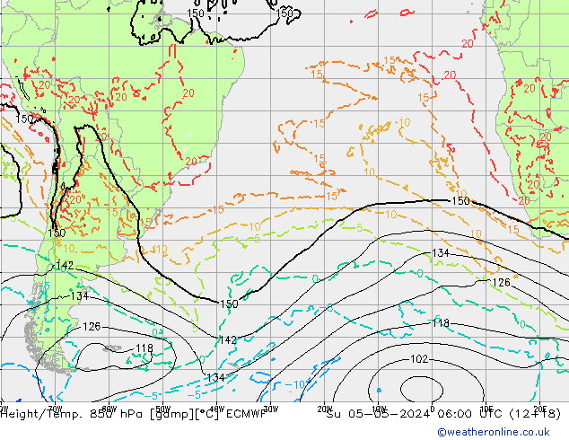 Z500/Rain (+SLP)/Z850 ECMWF nie. 05.05.2024 06 UTC