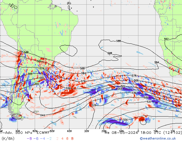 T-Adv. 500 hPa ECMWF Çar 08.05.2024 18 UTC