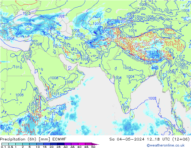 осадки (6h) ECMWF сб 04.05.2024 18 UTC
