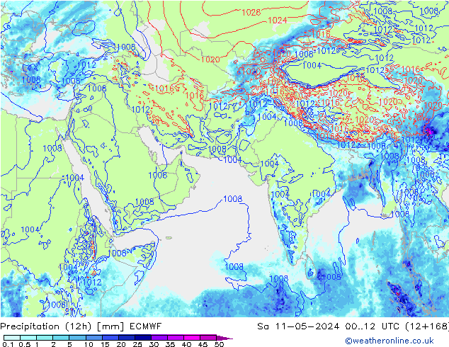 Precipitação (12h) ECMWF Sáb 11.05.2024 12 UTC