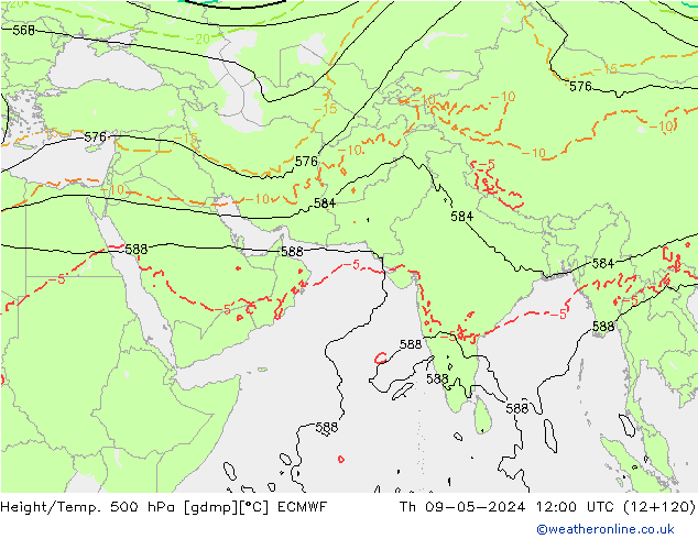 Z500/Rain (+SLP)/Z850 ECMWF jue 09.05.2024 12 UTC