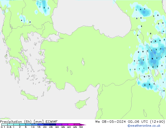 Yağış (6h) ECMWF Çar 08.05.2024 06 UTC