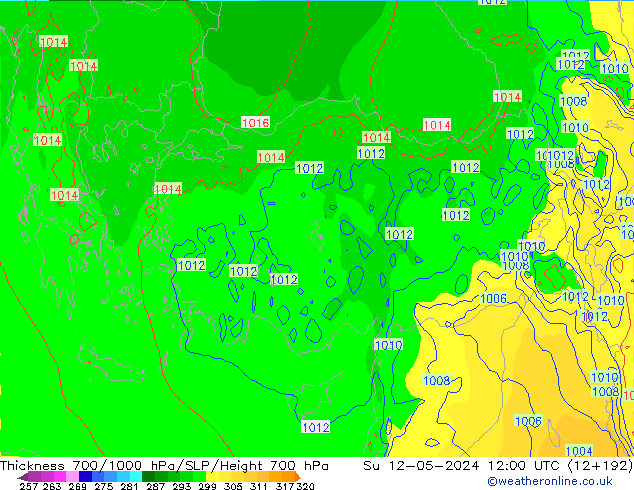 Dikte700-1000 hPa ECMWF zo 12.05.2024 12 UTC