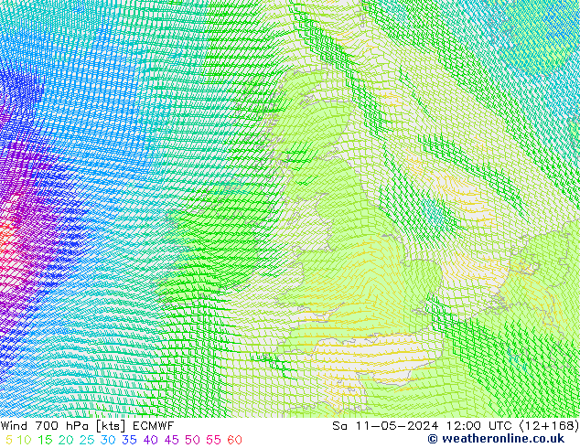 Wind 700 hPa ECMWF So 11.05.2024 12 UTC