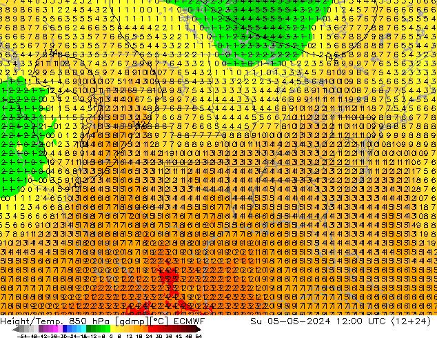 Z500/Rain (+SLP)/Z850 ECMWF dom 05.05.2024 12 UTC