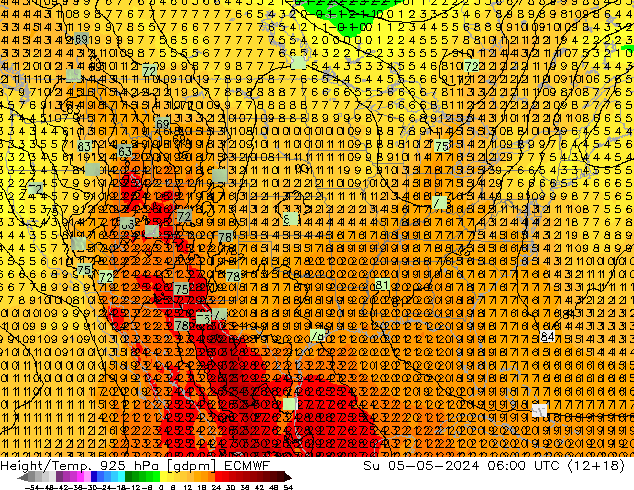 Hoogte/Temp. 925 hPa ECMWF zo 05.05.2024 06 UTC