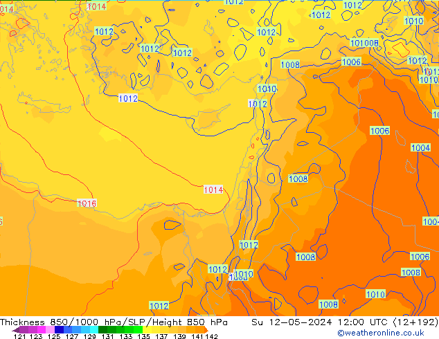 Thck 850-1000 hPa ECMWF Su 12.05.2024 12 UTC