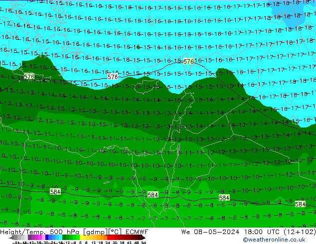 Z500/Regen(+SLP)/Z850 ECMWF wo 08.05.2024 18 UTC