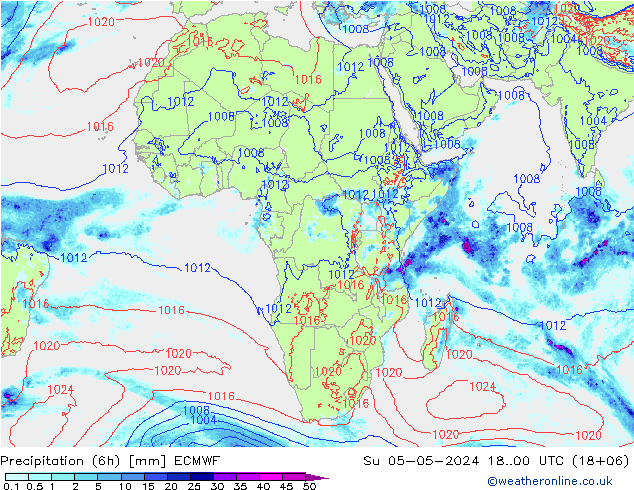 Z500/Yağmur (+YB)/Z850 ECMWF Paz 05.05.2024 00 UTC