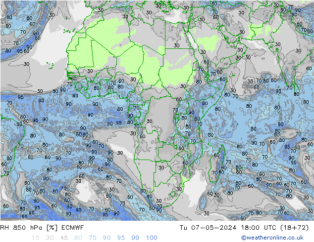 RH 850 hPa ECMWF  07.05.2024 18 UTC