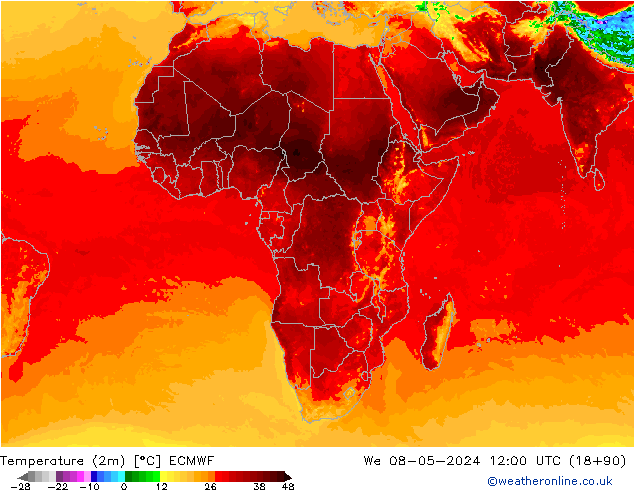 карта температуры ECMWF ср 08.05.2024 12 UTC