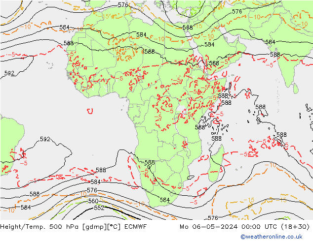 Z500/Yağmur (+YB)/Z850 ECMWF Pzt 06.05.2024 00 UTC