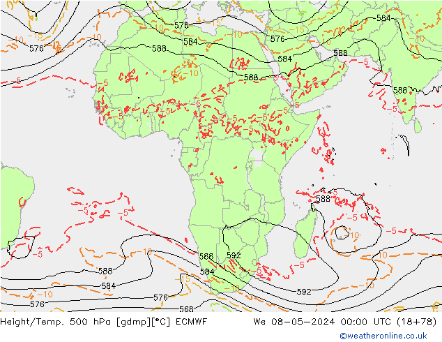 Z500/Rain (+SLP)/Z850 ECMWF We 08.05.2024 00 UTC