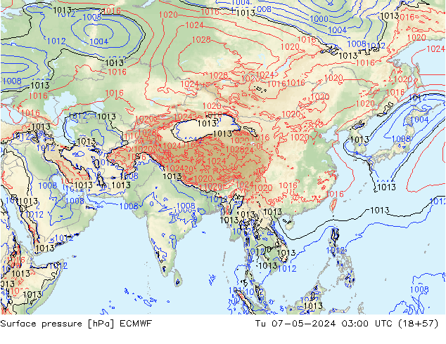 Surface pressure ECMWF Tu 07.05.2024 03 UTC