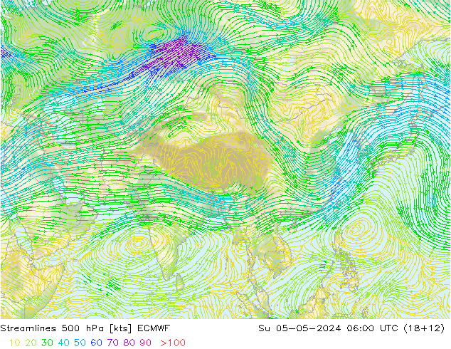 Rüzgar 500 hPa ECMWF Paz 05.05.2024 06 UTC