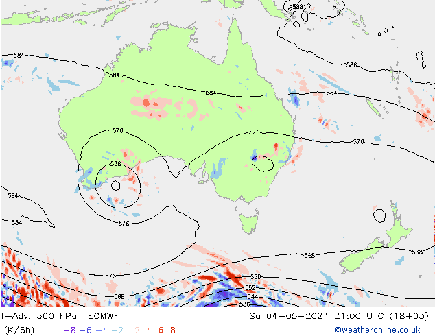 T-Adv. 500 hPa ECMWF Sa 04.05.2024 21 UTC
