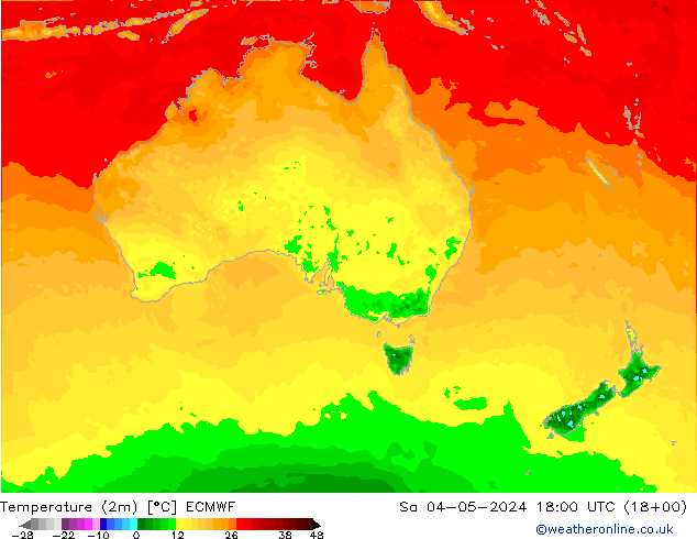 température (2m) ECMWF sam 04.05.2024 18 UTC