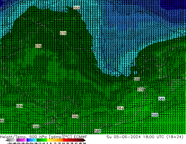 Z500/Rain (+SLP)/Z850 ECMWF 星期日 05.05.2024 18 UTC