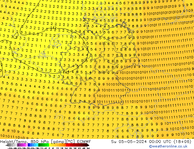 Z500/Rain (+SLP)/Z850 ECMWF Вс 05.05.2024 00 UTC