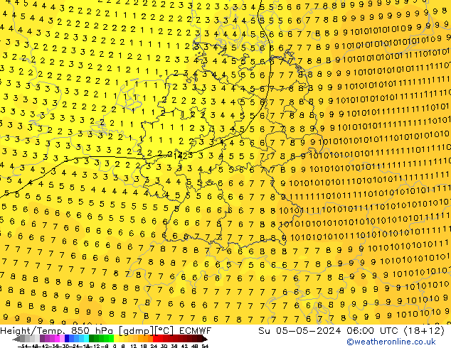 Z500/Regen(+SLP)/Z850 ECMWF zo 05.05.2024 06 UTC