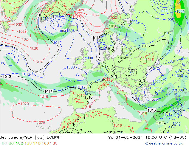 Polarjet/Bodendruck ECMWF Sa 04.05.2024 18 UTC