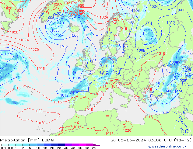 Niederschlag ECMWF So 05.05.2024 06 UTC