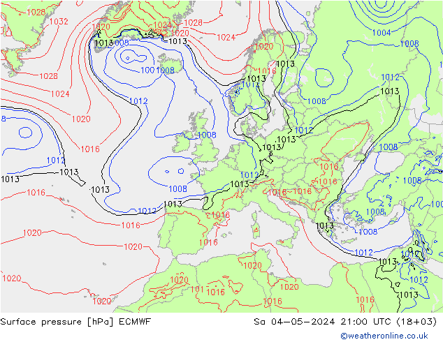 Bodendruck ECMWF Sa 04.05.2024 21 UTC