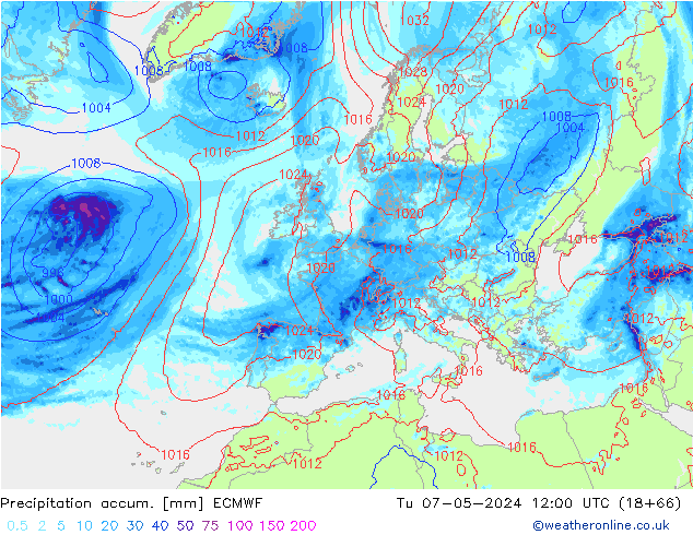 Toplam Yağış ECMWF Sa 07.05.2024 12 UTC