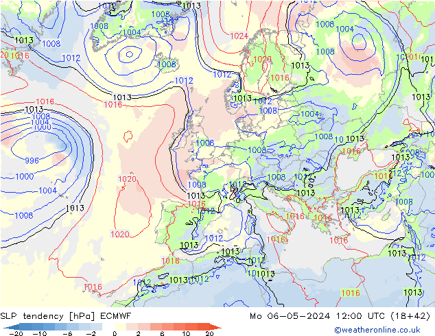 Drucktendenz ECMWF Mo 06.05.2024 12 UTC