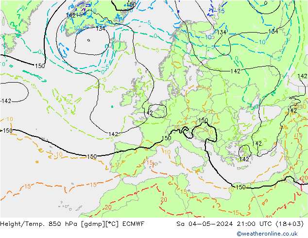 Height/Temp. 850 hPa ECMWF Sa 04.05.2024 21 UTC