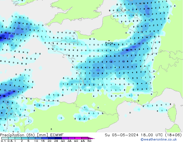 Z500/Regen(+SLP)/Z850 ECMWF zo 05.05.2024 00 UTC