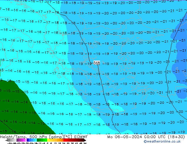 Z500/Rain (+SLP)/Z850 ECMWF lun 06.05.2024 00 UTC